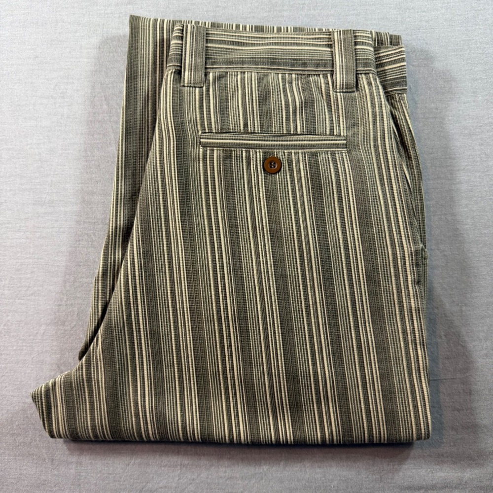 International Male Striped Trousers Mens 32 Green Tan Excellent Vintage KN90